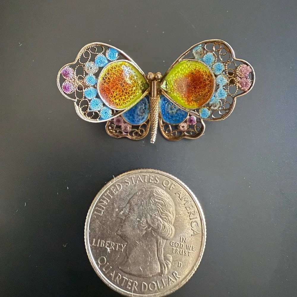 Vintage Filigree Butterfly Brooch
